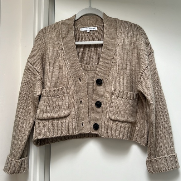 English Factory V-Neck Knit Cardigan & Matching Sweater Tank - Picture 5 of 9